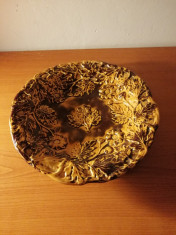 Farfurie de colectie fructiera ceramica handmade marcata, diametru 21 cm foto