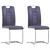 VidaXL Scaune de bucătărie consolă, 2 buc., gri, piele &icirc;ntoarsă eco 281785