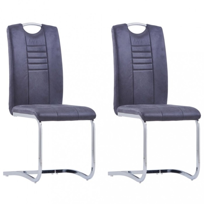 Gossi scaune de bucatarie consola, 2 buc., gri, piele intoarsa eco