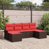 vidaXL Set de canapele pentru grădină cu pernă 6 pcs Maro Rattan poli 3354143