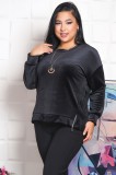 Bluza dama catifea negru - 46Marimea