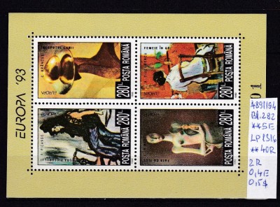 1993 Europa CEPT Bl.282 LP1316 MNH Pret 1,9+1 Lei foto