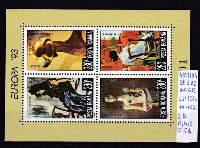 1993 Europa CEPT Bl.282 LP1316 MNH Pret 1,9+1 Lei