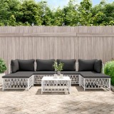 vidaXL Set mobilier de grădină cu perne, 7 piese, alb, oțel 3186902
