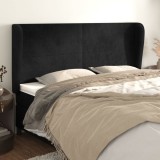 VidaXL Tăblie de pat cu aripioare, negru, 203x23x118/128 cm, catifea