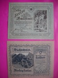 HOPCT BANCNOTA NOTGELD NR 65 - HALLSTATT - SET 2 BUC -10 SI 50 HELLER 1920 -AUSTRIA-UNC