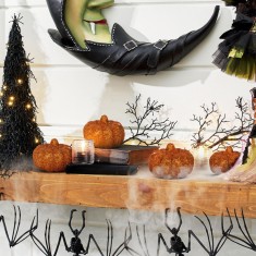 Decora?iune dovleac de Halloween - 5,2 cm - spuma - cu sclipici - 4 buc / pachet foto