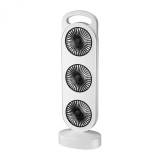 Ventilator de birou portabil cu 3 capete, reincarcabil prin USB, incarcare rapida Type-C, culoare alb/negru