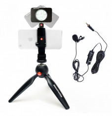 Kit pentru Vlogger LED8 Minitrepied cu lavaliera, Manfrotto foto