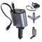 Incarcator rapid auto 4-in-1 cu cablu extensibil de 80cm