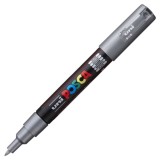 Marker UNI PC-1M Posca 0.7 mm,varf rotund,argintiu