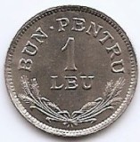 Romania 1 leu 1924 - Ferdinand I, Monetăria Bruxelles, Cupru-nichel, 21 mm, KM-46 (14)