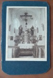 Fotografie Carton Altar Biserica Catolica, Perioada Interbelica, 16x10 cm, Album Vechi