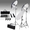 Set Studio Foto Video Gossi 24W, Trepiede 230cm, 3 Umbrele (Alb/Argintiu), Geanta Transport, Lumina Continua 5500K, E27