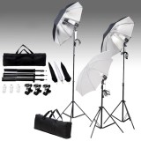 Set Studio Foto Video Gossi 24W, Trepiede 230cm, 3 Umbrele (Alb/Argintiu), Geanta Transport, Lumina Continua 5500K, E27