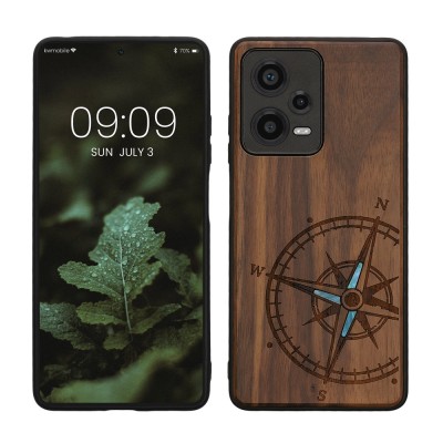 Husa Kwmobile pentru Xiaomi Redmi Note 12 Pro 5G, Maro/Albastru, Lemn, KWM000018BW004C foto