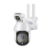 Resigilat Camera Supraveghere IP PTZ Techstar&reg; P18D, Camera Duala, Wireless, 320&deg;, 1080p, IR+LED, Exterior, ONVIF, NVR, Senzor Miscare, Alarma