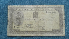 500 Lei 1942 bancnota Romania / filigran BNR vertical / seria 0882602 foto