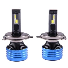Set 2 LED-uri Auto Techstar&reg; P41, H4, 100w, 16000 Lumeni, 6500K, AUTO, 12-24 Volti, CSP, Canbus, Miez Cupru, Radiator Aluminiu
