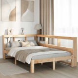 vidaXL Pat cu bibliotecă fără saltea, 135x190 cm, lemn masiv de pin 3324397