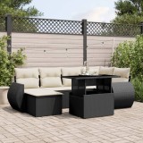 VidaXL Set canapele de grădină cu perne, 7 piese, negru, poliratan