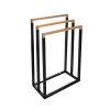 Suport din bambus cu 3 spatii pentru prosoape 45 x 21 x 76 cm, cadru metalic negru