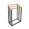 Suport din bambus cu 3 spatii pentru prosoape 45 x 21 x 76 cm, cadru metalic negru