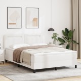 Pat cu arcuri vidaXL cu saltea Alb 140x200 cm Piele ecologică, Tăblie vidaxl Design simplu Alb 140 cm Piele ecologică