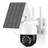 Camera de supraveghere wifi, cu panou solar, 2 antene, o rezolutie de 1080p, acoperire de 350 de grade, alb/negru