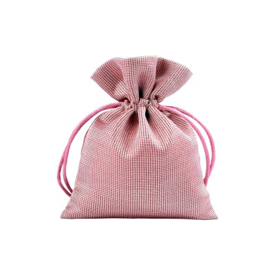 Saculet satinat cu lurex pentru cadouri Crisalida, 10 x 13 cm, Roz auriu foto