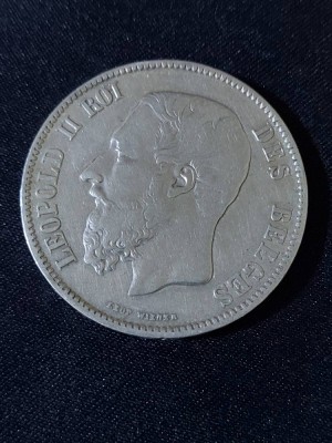 Belgia 1869 - 5 franci - monedă de argint #4 foto