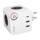 Adaptor Hepol CUB cu 3 prize schuko și 3 porturi USB