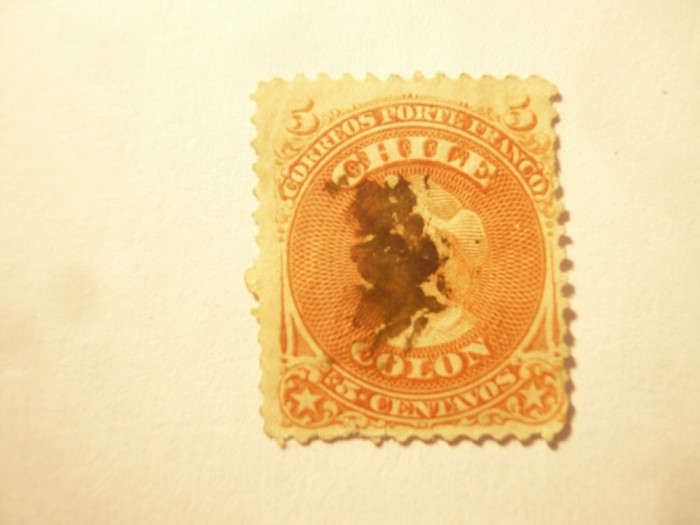 Timbru Chile 1867 - Cap Columb , 5c stampilat