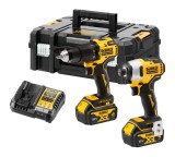 Set 2 scule profesionale pe acumulator DeWALT DCK2062M2T, 18V XR, motor fara perii, masina de gaurit cu percutie DCD709, masina de insurubat cu impact