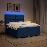 Cumpara ieftin Pat cu arcuri LED si saltea albastru 160 x 200 cm Tesatura