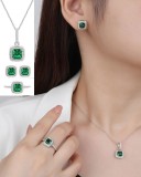 Set Colier, Inel Si Cercei Din Argint 925, Piatra Verde Zirconiu, Inspirat De, Argintboutique
