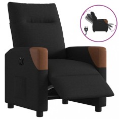 vidaXL Fotoliu rabatabil electric, negru, material textil foto
