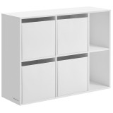SONGMICS Etajera 6 compartimente, 4 sertare textile, PAL si MDF, 27x83x62 cm, alb Household NewTrend
