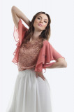 Bluza eleganta din dantela roz somon cu maneci fluture, 34, 36, 38, 40, 42, 44