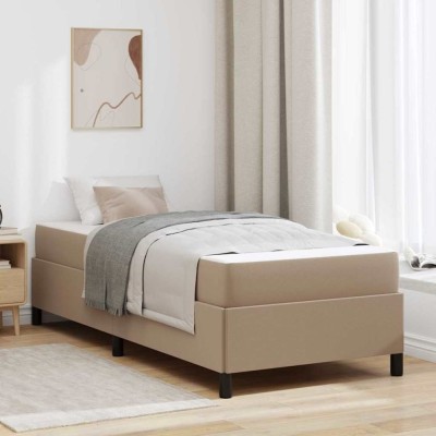 vidaXL Cadru de pat cu saltea Cappuccino 90 x 200 cm Piele artificială 3398983 foto