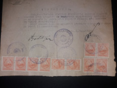 LOT 53 document 1951 cu timbre fiscale Stema RPR-stema fara stea foto