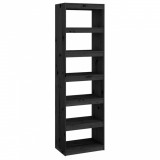 Bibliotecă/Separator cameră negru 60x30x199,5 cm lemn masiv pin