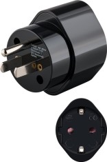 Adaptor de retea tata tip B NEMA 5-15 3pini SUA / Japonia - mama Schuko tip F CEE 7/3 250V 13A 3250W negru Goobay 45354