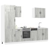 Set 7 piese dulapuri bucatarie vidaXL Kalmar, lemn Sonoma gri, corpuri baza + suspendate, depozitare