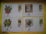 HOPCT PLIC FDC S NR 258 SET 4 FDC FAUNA-PAPAGAL CU COROANA ALBASTRA -NIUAFO 1998