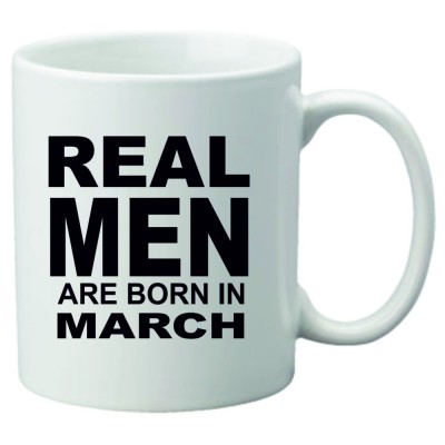 Cana alba personalizata &amp;quot; Real Men are born in March&amp;quot;, INOVATIX&amp;reg;. 330ml foto
