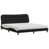 Cumpara ieftin Pat cu saltea, Hvar, alb si negru, 180x200 cm, piele ecologica