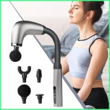 Cumpara ieftin Pistol de masaj cu maner extins, 4 capete de masaj, 9 viteze, pentru umeri si spate, masaj cu vibratii, negru/gri