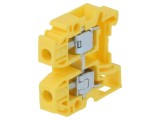 Conector Galben pentru Șine TS35 0.5-6mm2 1 Pista 2 Borne