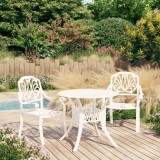 Set mobilier bistro, 3 piese, alb, aluminiu turnat